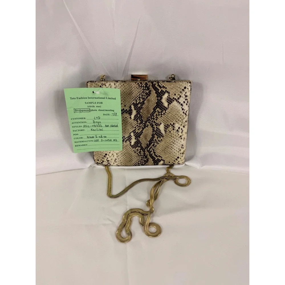 The Limited Box Clutch Small Black White Snakeskin Gold Crossbody Chain Bag